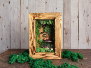 “Forest Depths” – One-of-a-Kind WildAmanita Art Wall Art with LED Light